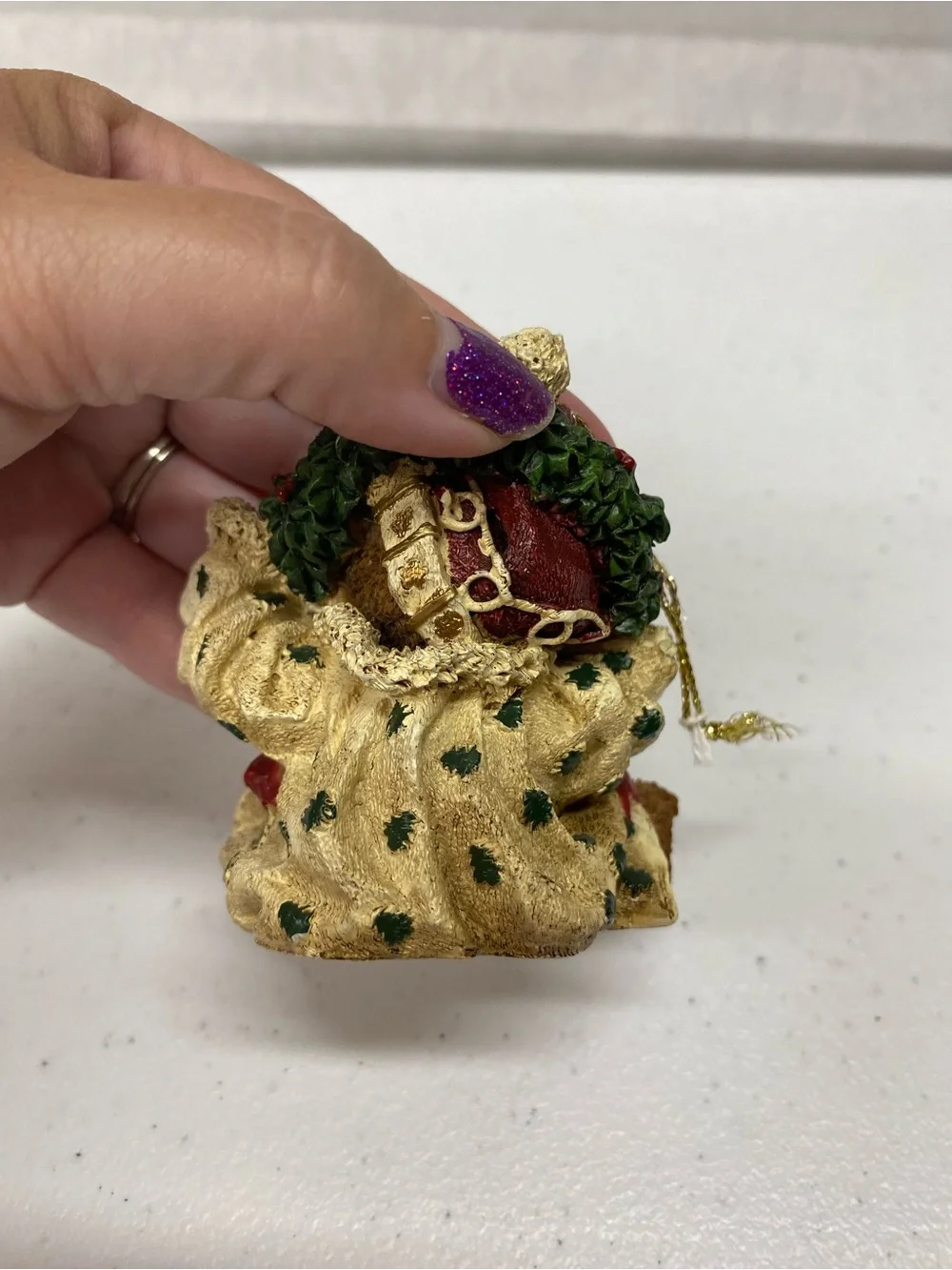 Boyd's Bears Christmas ornament wreath Santa hat bearstones holiday decor